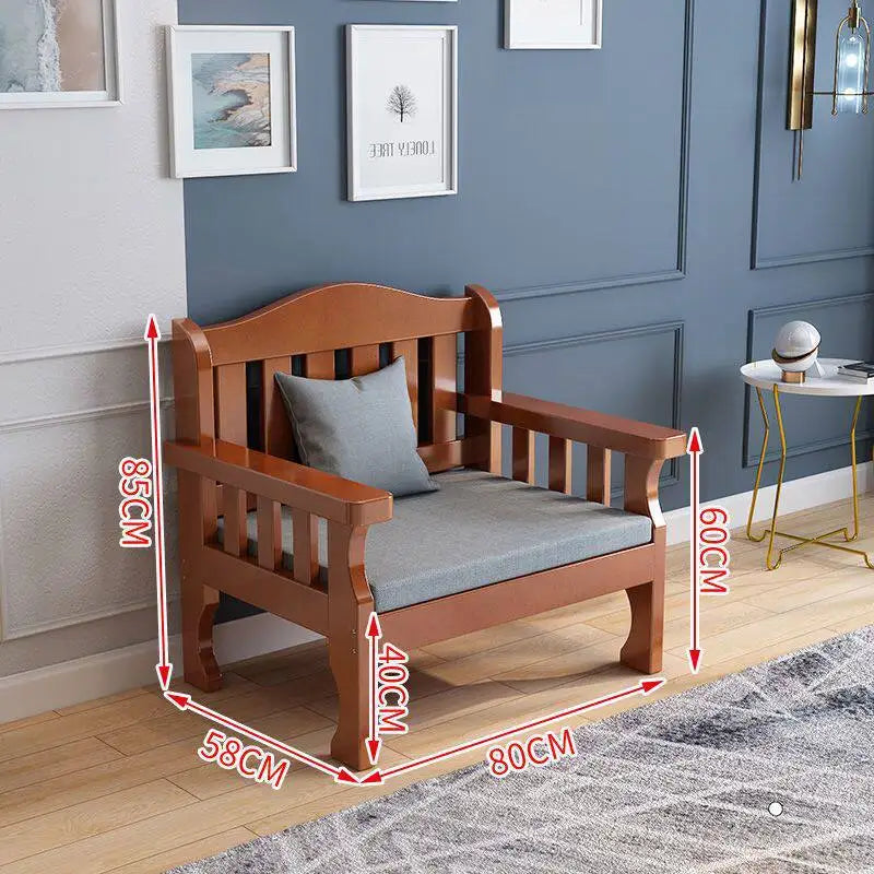 Solid wood sofa new Chinese combination wooden sofa rental room backrest bench economical living room small apartment sofa