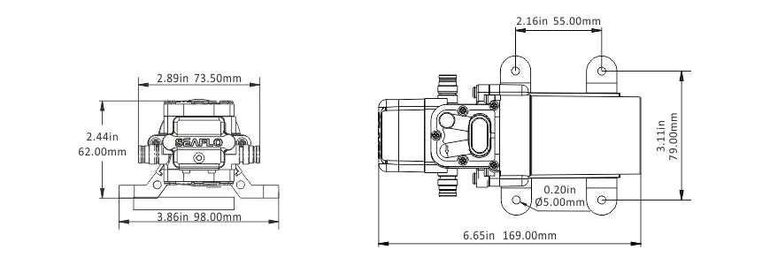 12V 24V Seaflo 1GPM/40PSI Marine Water Pump Diaphragm Pumm Boat Accessories Showers Toilets