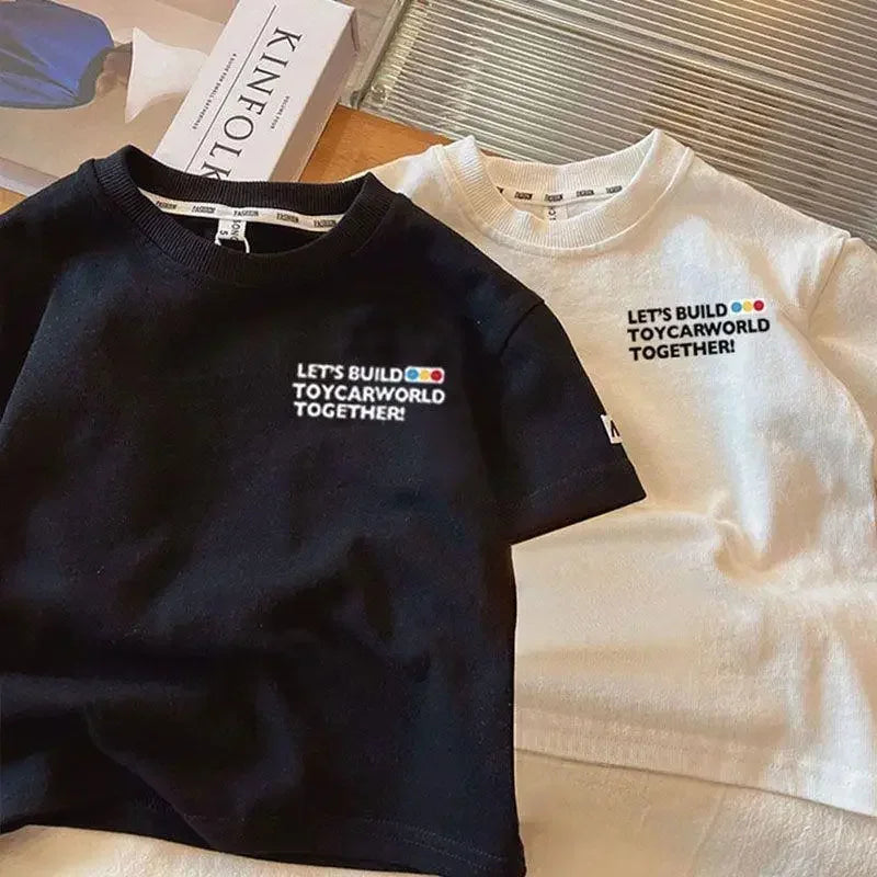 Best-selling Spring/Summer Children's Pure Cotton T-shirt - Fashionable, Soft and Comfortable Clothing for Boys and Girls