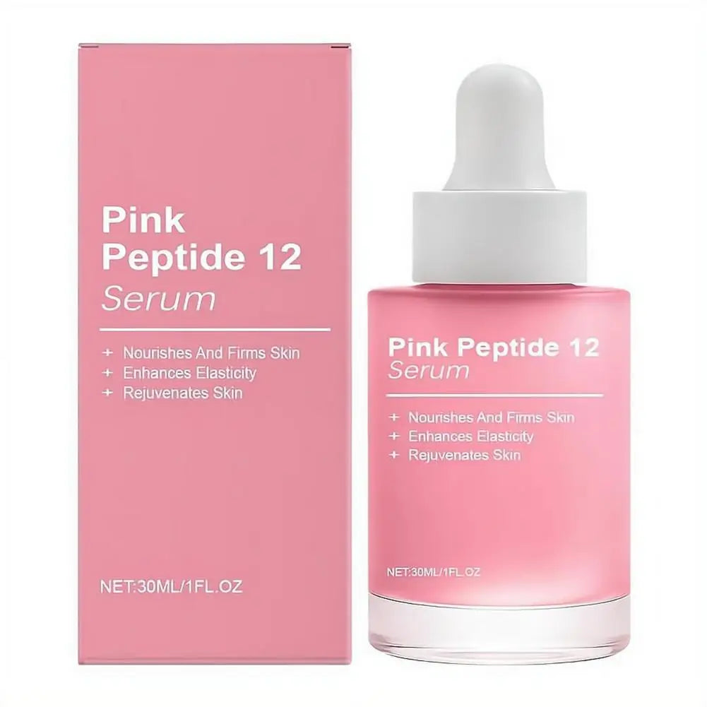 Pink Peptide12 Anti Aging Serum 30ml Firming Hydrating Face Essence,Reduces Fine Lines, Boosts Elasticity for Glowing Rejuvenate