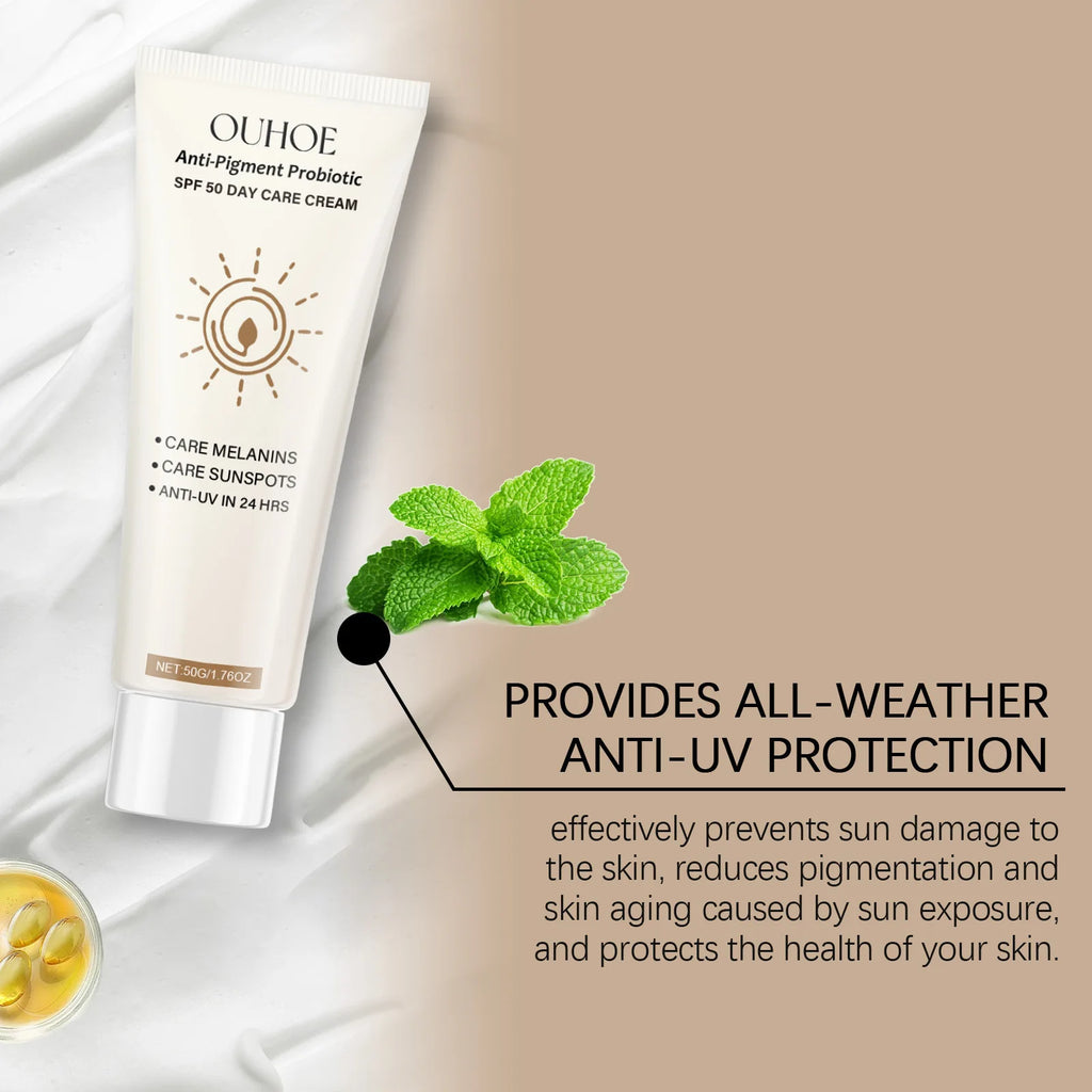 SPF50 Sunscreen Defensing Ultraviolet Reducing Pigmentation Even Tone Waterproof Whitening Anti Sunburn Facial Protective Cream
