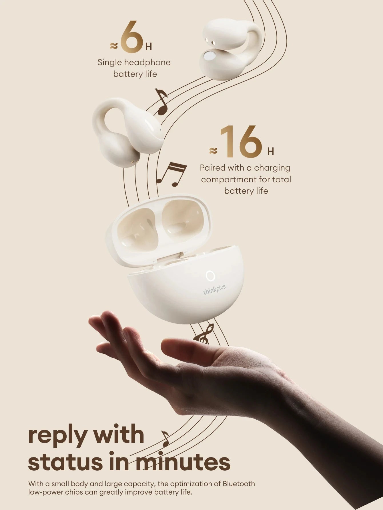Origina Lenovo LP25 Bluetooth V5.4 Earphones Multi-function Ear-clip Design Headphones Fast Charging With Type-C Port Earbuds