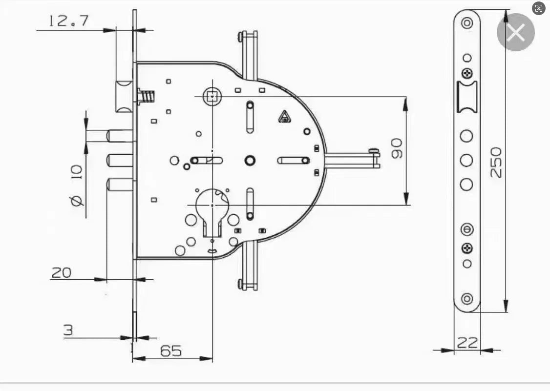 Smart Automatic Israeli 6590 Mortise Lock Body Round Head Square Bolt Replacement for Old Security Door Fingerprint Lock