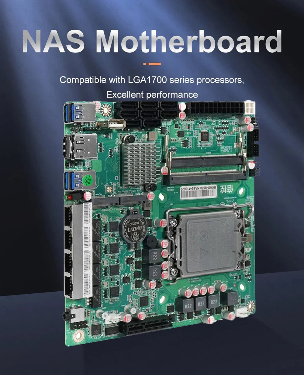 NAS Set Q670 MINI ITX Motherboard CPU Combo vPRO with 12-14th Core DDR5 16-32G 4800MHz Support 2xM.2 NVME 8xSATA3.0 Home Server