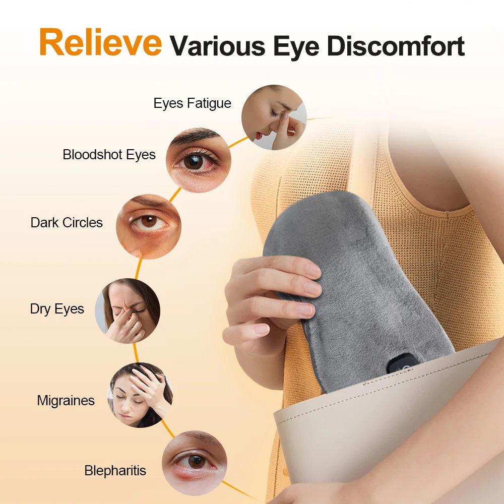 Heated Eye Mask for Dry Eyes Warm Eye Compress Sleeping Mask Light Blocking Washable Eye Heating Pad for Travel Office Home