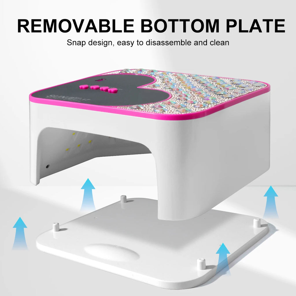 3D Diamond UV LED Nail Lamp For Fast Drying Gel Nail Phototherapy Heart Shape Machine 45 LEDs Manicure Salon Tool Equipment