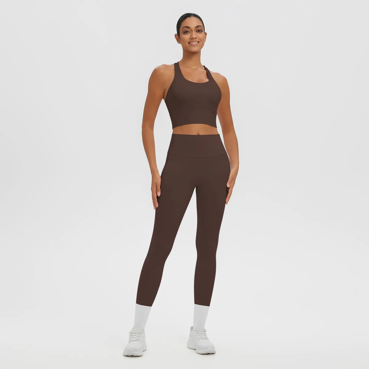 2PCS/set Gym Sports Yoga Suit for Women's Solid Color High Stretch Quick Drying Legging Yoga Pants Gather I-shaped Vest Yoga Set