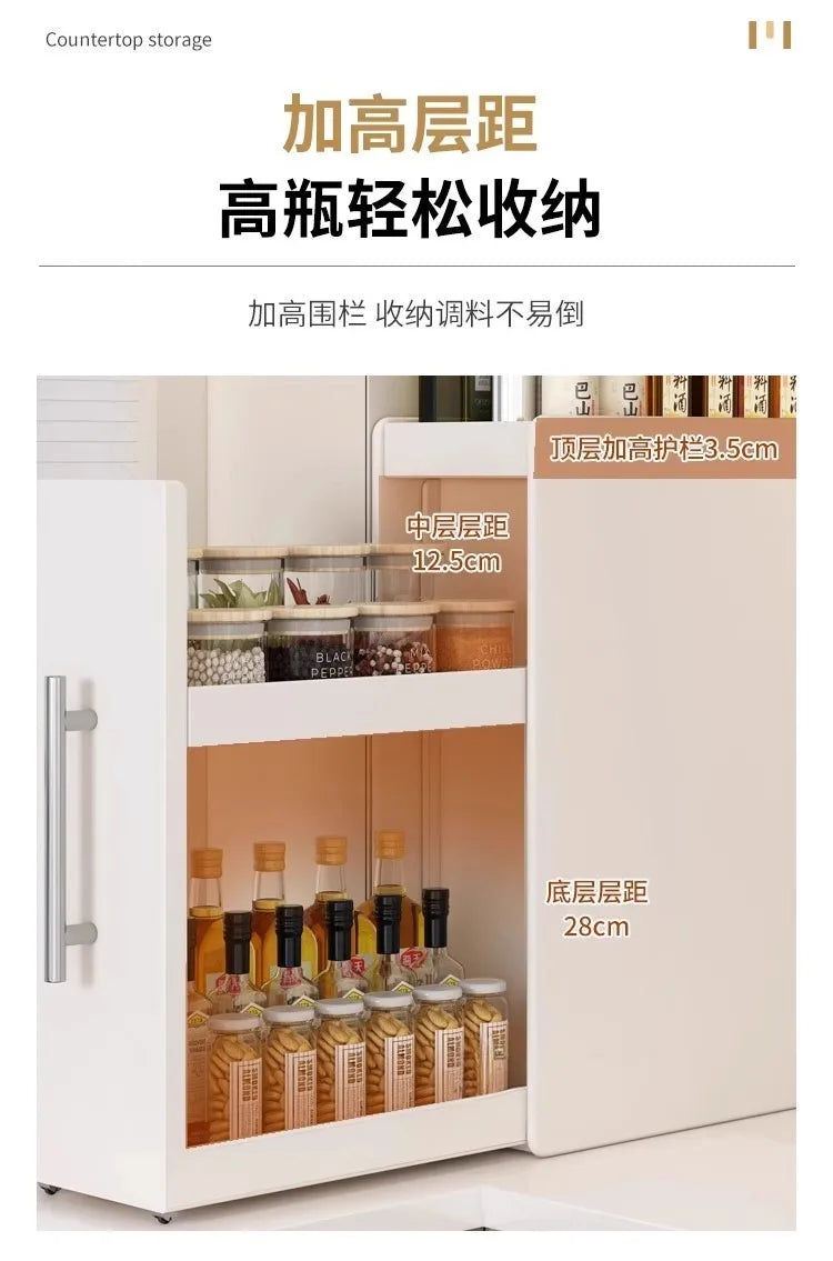 Shelf Kitchen Pull-out Seasoning Countertop Multifunctional Seasoning Storage Rack Dustproof Extremely Narrow Side Box Cabinet