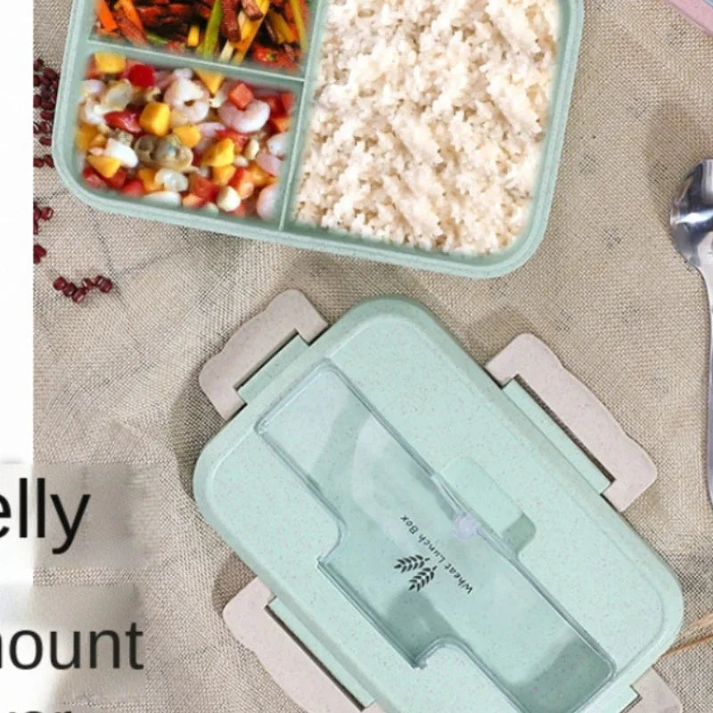 Microwave Lunch Box Wheat Straw Dinnerware Food Storage Container Children Kids School Office Portable Bento Box Lunch Bag