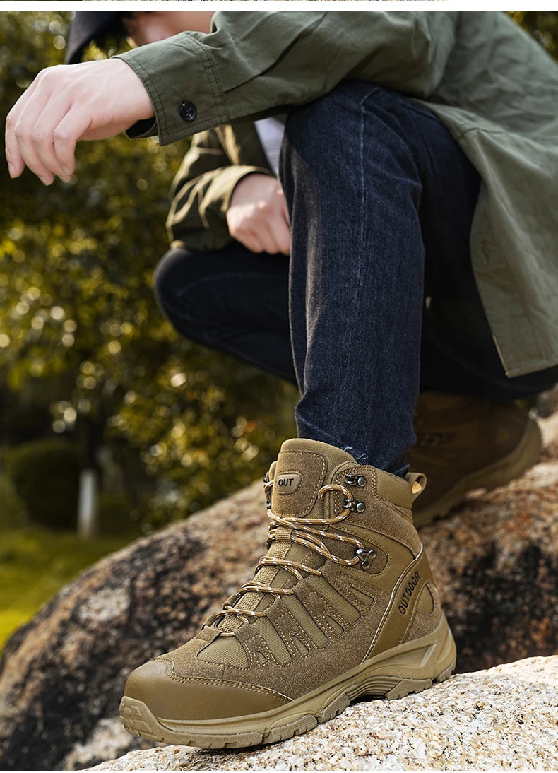 Outdoor Hiking Boots Men Shoes Anti-slip Wear-resistant Thick-soled Sports Shoes Men Breathable Comfortable Casual Shoes Men