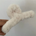 Soft Milk Coffee Color Series Imitation Fur Rabbit Fur Back Head Updo Hair Claw Warm Large Plush Shark Clip Barrettes Hair Claws