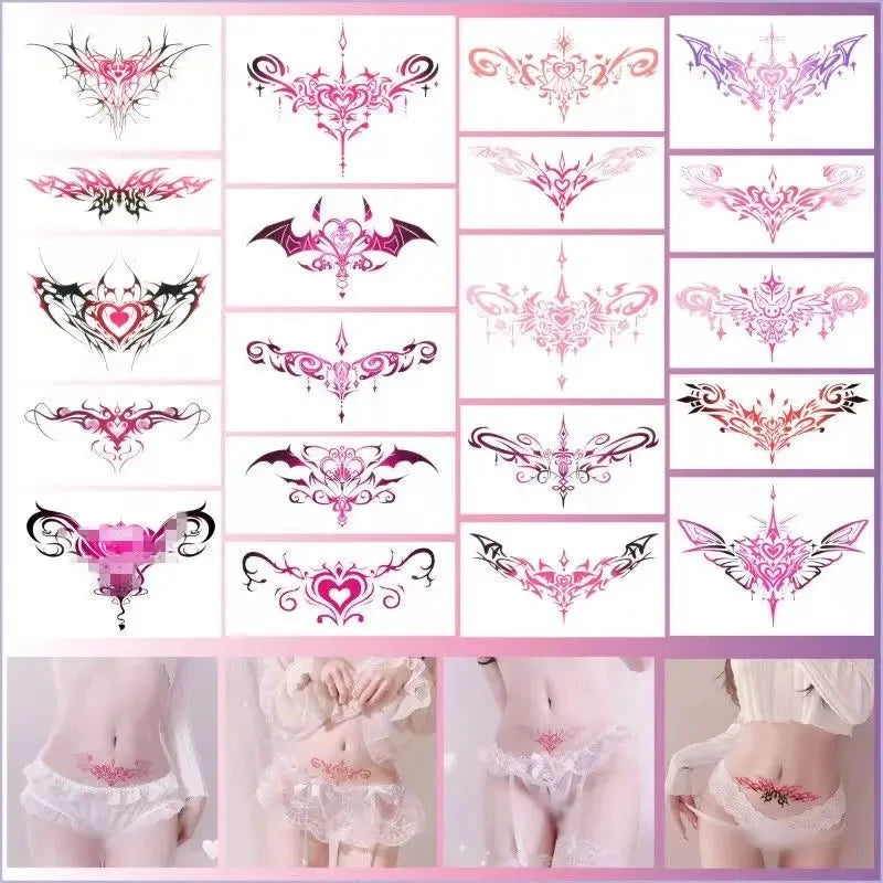 18pc/Lot Temporary Tattoo for Women Sexy Waist and Abdomen Concealer Body Art Temptation Long Totem Waterproof Tattoo Stickers