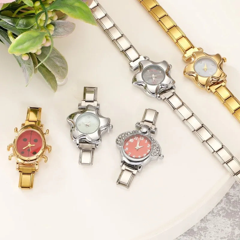 Irregular alloy case Arabic numeral classic dial Stars-shaped diamond-encrusted fashion Stainless Steel Bracelet ladies watch