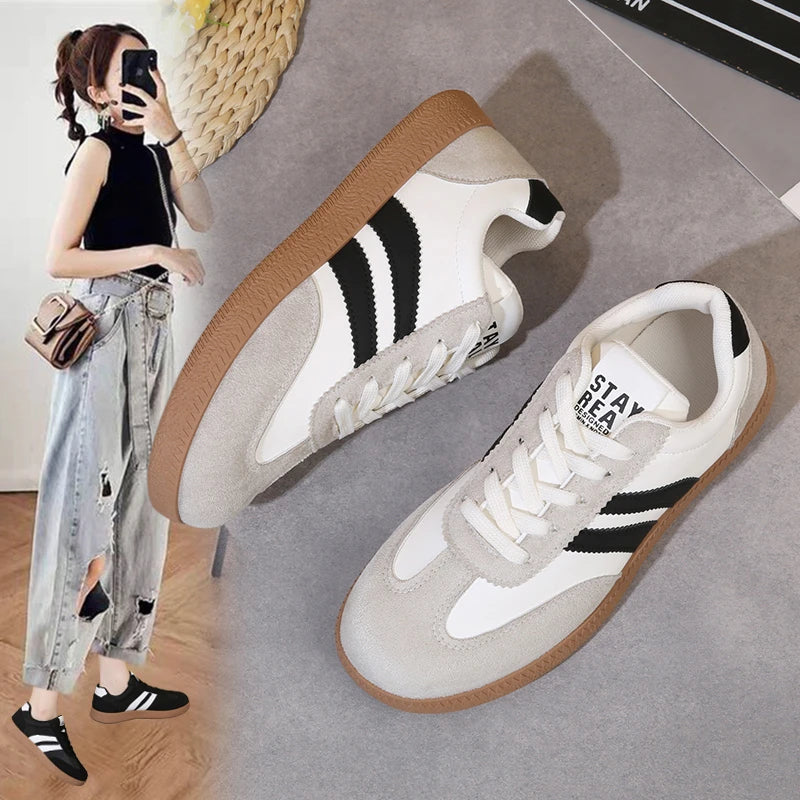 Contrast Color Casual Sport Shoes for Women 2025 Autumn Comfort Flat Sneakers Woman Lightweight Non Slip Walking Shoes Plus Size