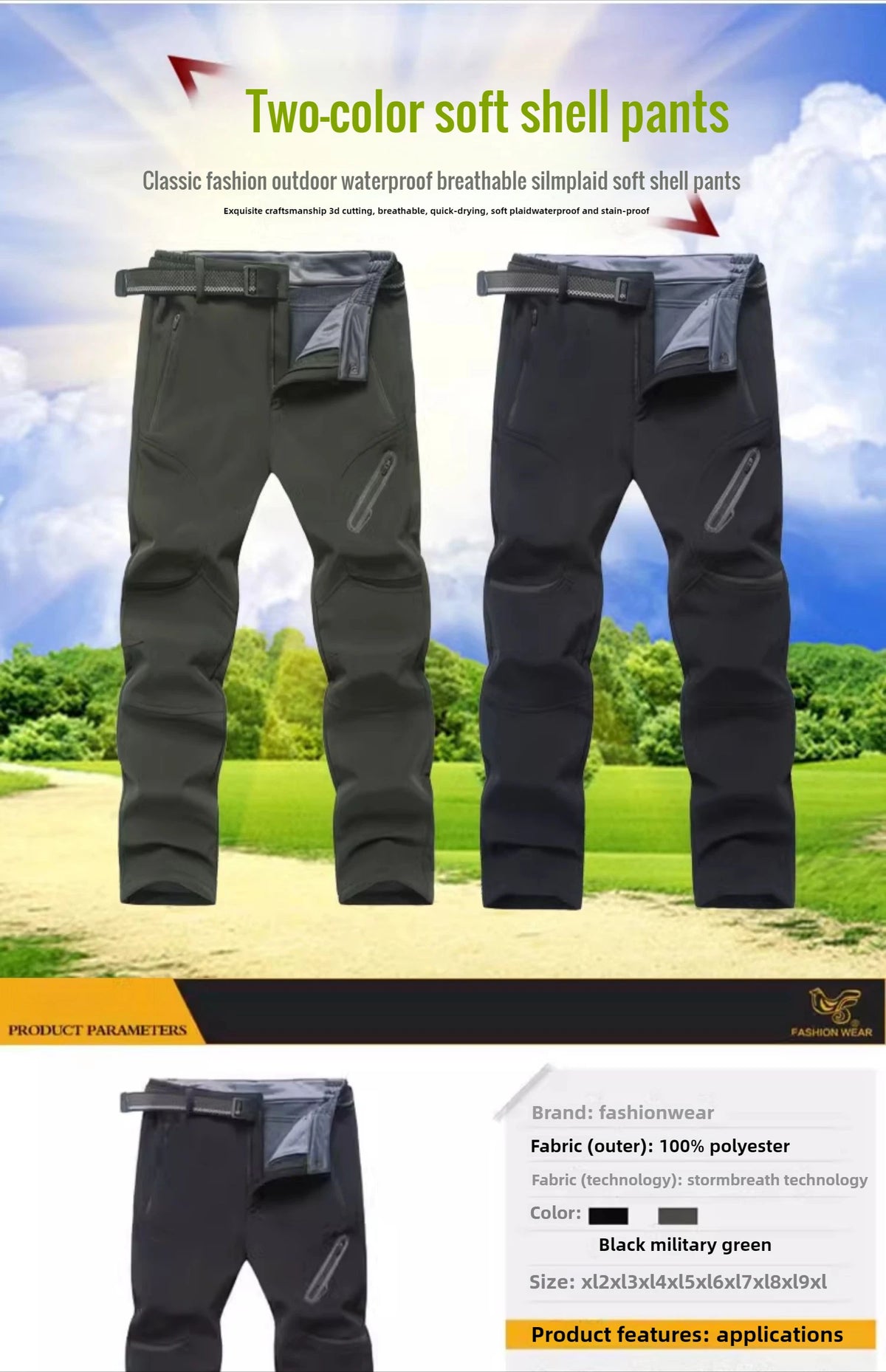 2026 Big Size Waterproof Pants Men Soft Shell Fleece Warm Trousers Male Outdoor Plus Large 9XL 4XL 8XL Work Winter Autumn Black