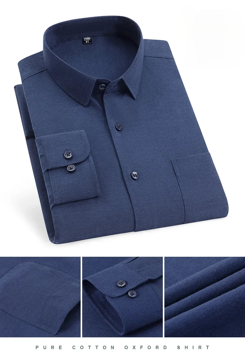 New in shirt over size long-sleeve shirts for men slim fit formal plain shirt soft comfortable striped plaid office full clothes