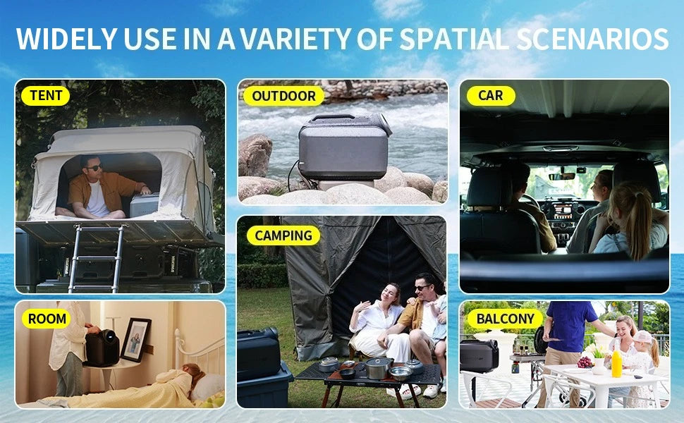 5100 BTU Cooling & 6100 BTU Heating Portable Camping Air Conditioner - 8H Runtime on 1kWh, 4 Modes 3 Speeds