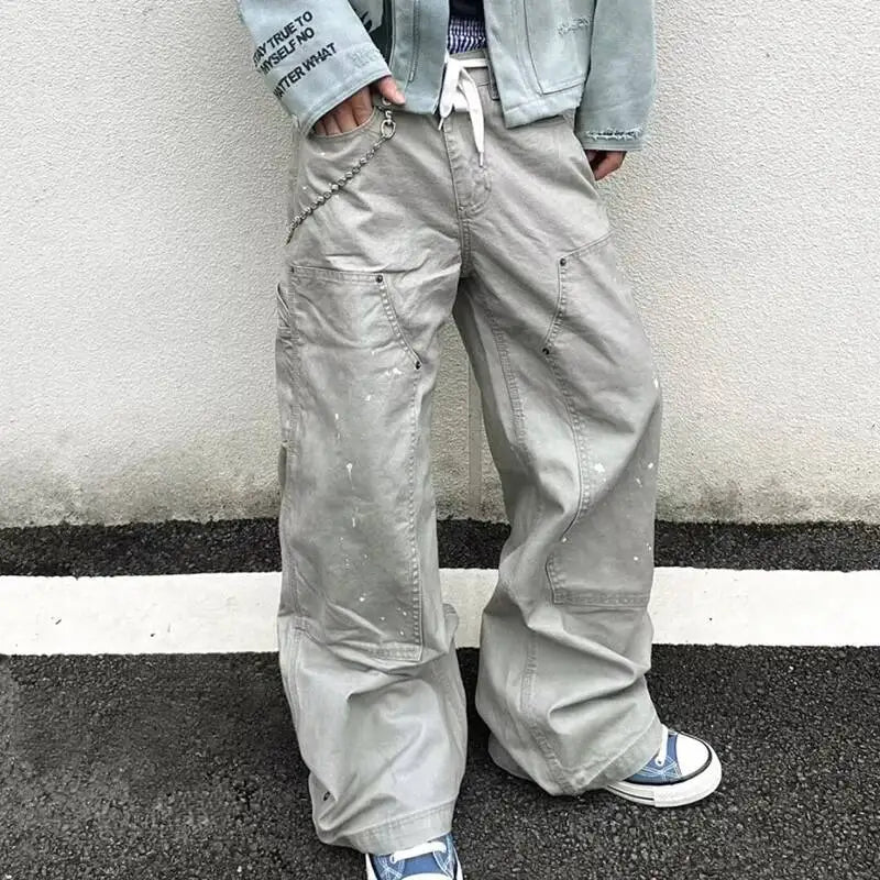 PFNW 2025 Autumn Men's Jeans Loose Long Pants Korea Fashion High Street Solid Color Male Wide Leg Trousers 28W9729