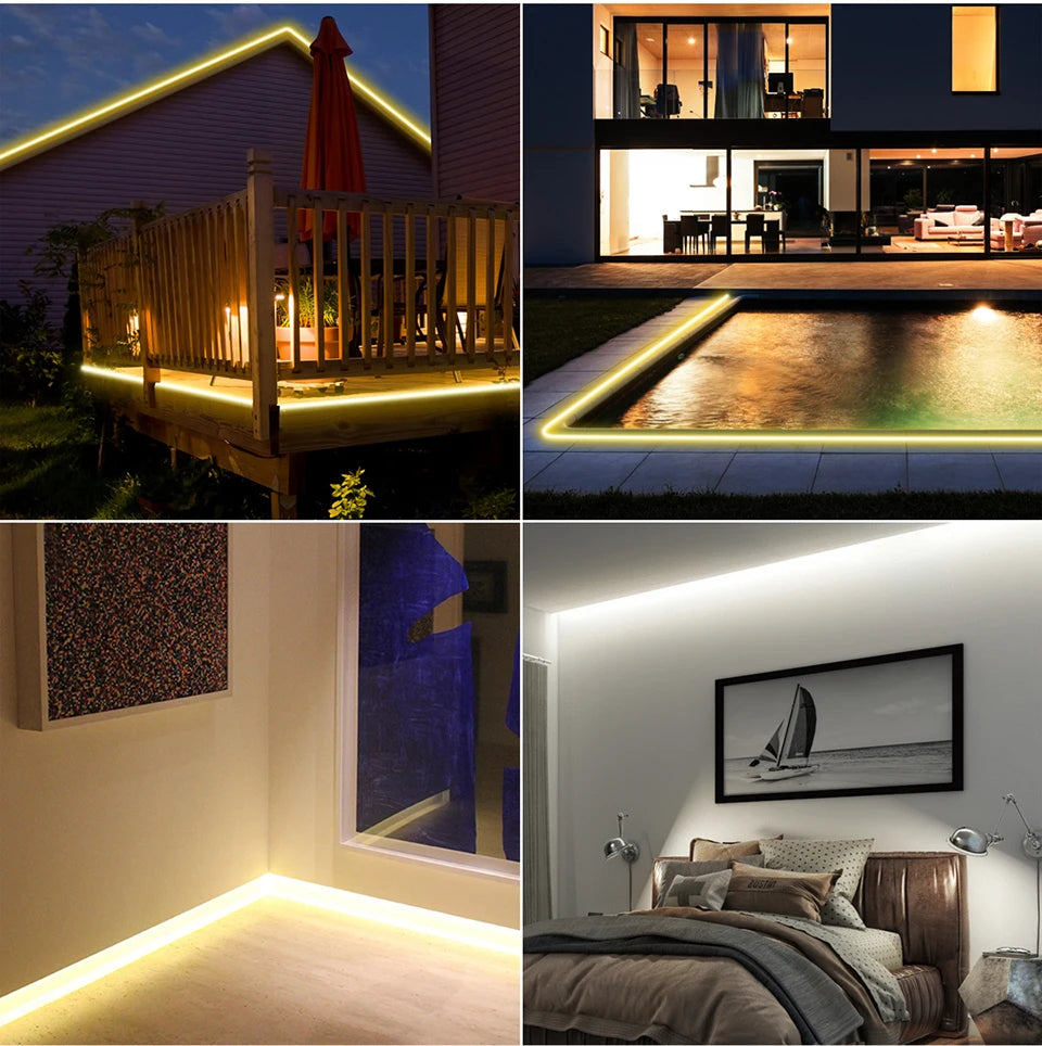 Super Bright 220V 110V COB LED Strip Light 288LEDs/m Flexible Kitchen Lamp RA90 Waterproof LED Tape With EU US Power Plug 1M-35M