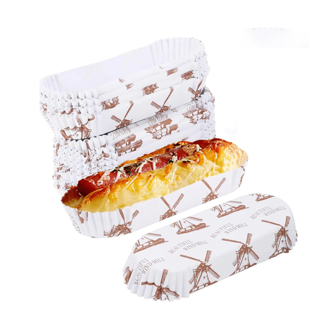 100Pcs Cupcake Liners Greaseproof Baking Cups, Non-Stick Paper Baking Cups, Oval Cake Paper Mufin Liners for Muffins, Cupcakes