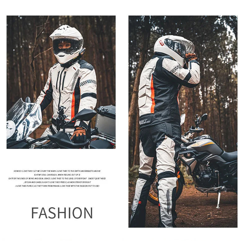 Four Seasons Motorcycle Jacket Moto+Protector Motorcycle Pants Cold-proof Waterproof Moto Suit Touring Clothing Protective Gear