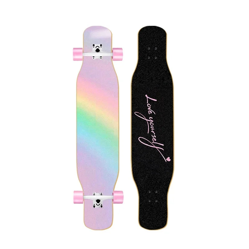 44-inch longboard skateboard for beginners, men, women, adults, professional double-kick dance board, youth maple wood four-whee