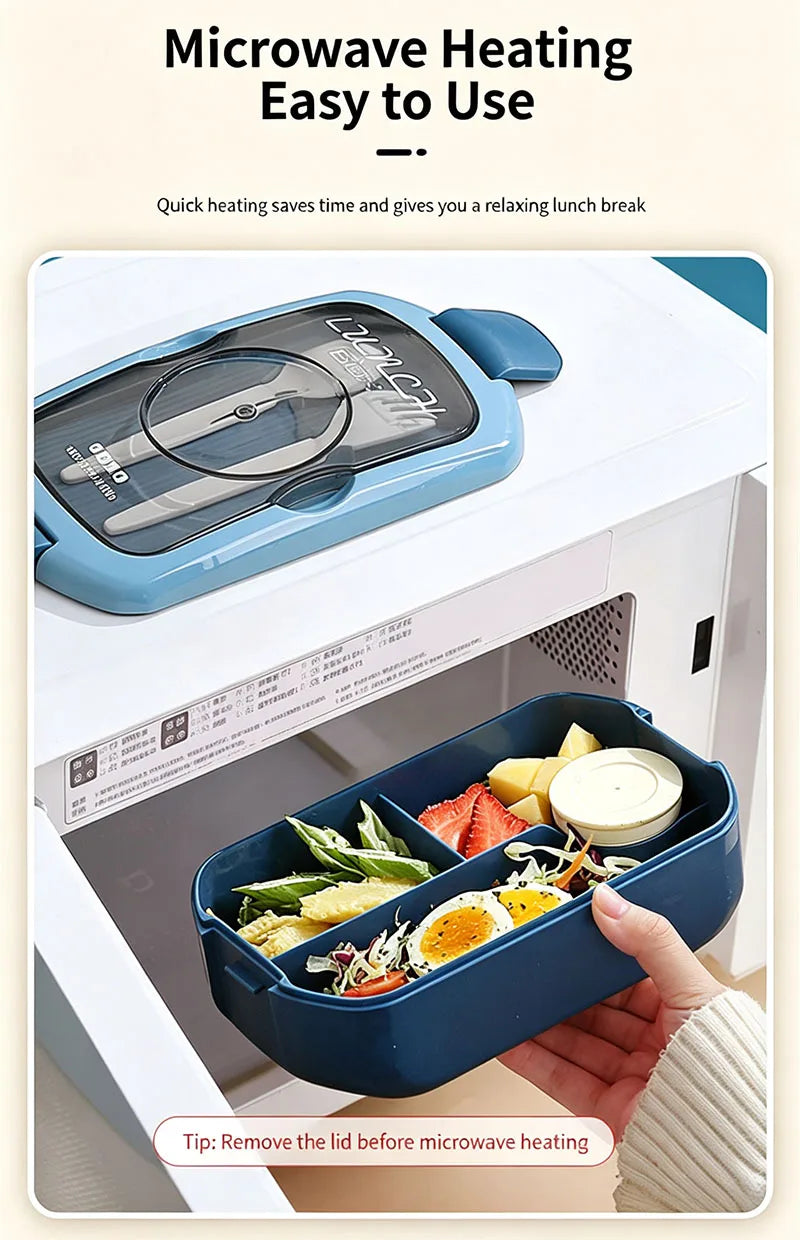2Pcs Microwave Safe PP Lunch Box Set 750ML Separated Bento Container With 450ML Portable Water Bottle Leak‑Proof Dinnerware