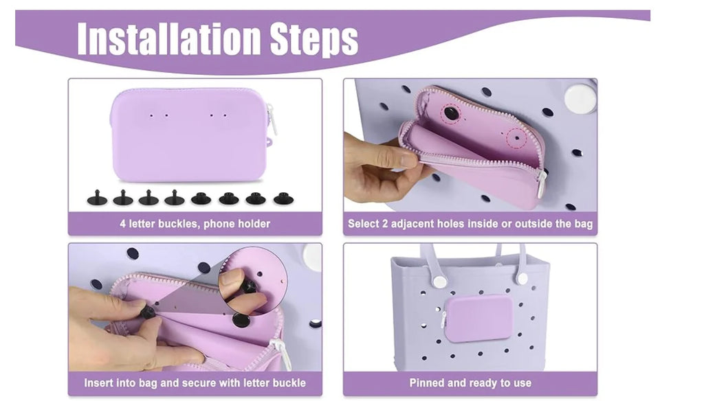 1Pcs Silicone Phone Holder for Beach Bag, Soft Silicone Insert Wallet Charm for Bo Bag Accessories, Attachment for  Beach
