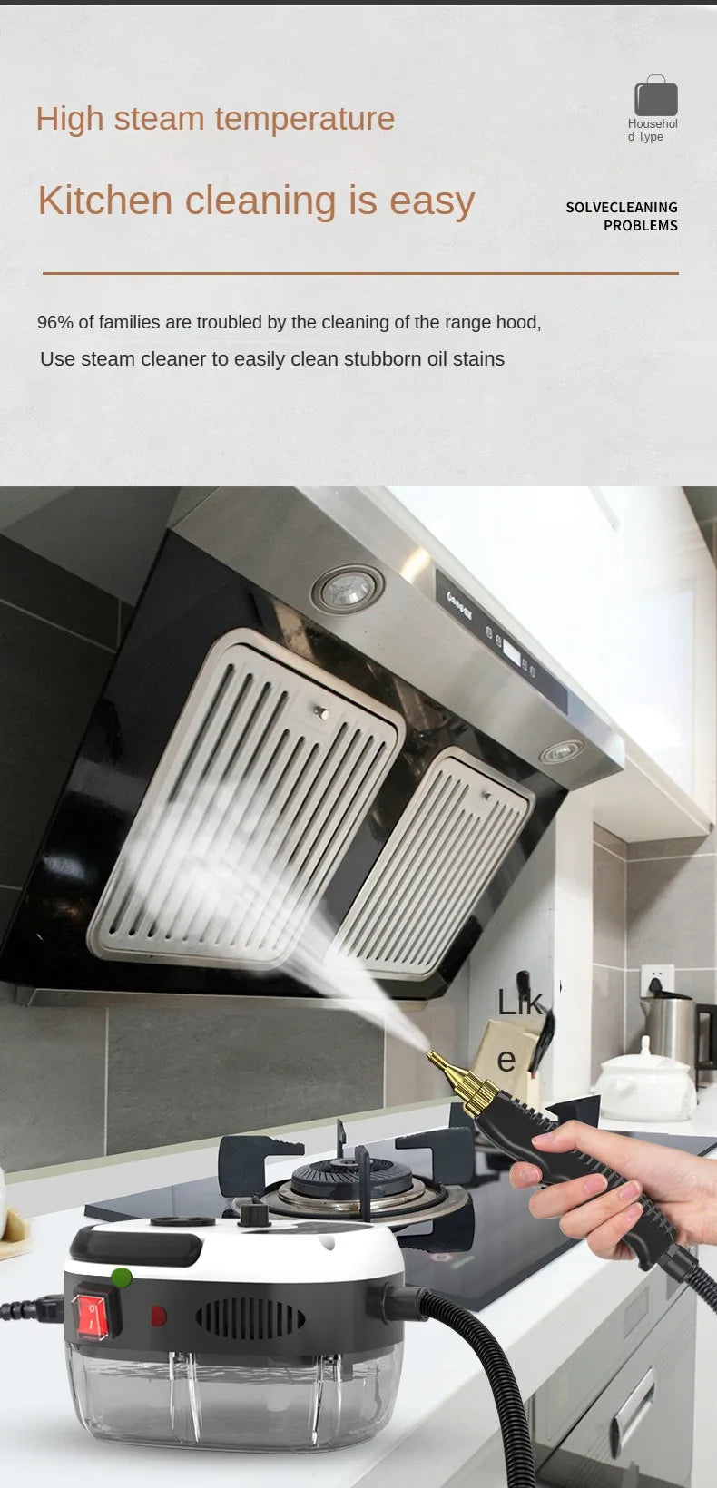 2500W Household High-temperature Steam Cleaner,  Sterilization Air Conditioning Kitchen Hood Home Car Steaming Cleaner 110V 220V