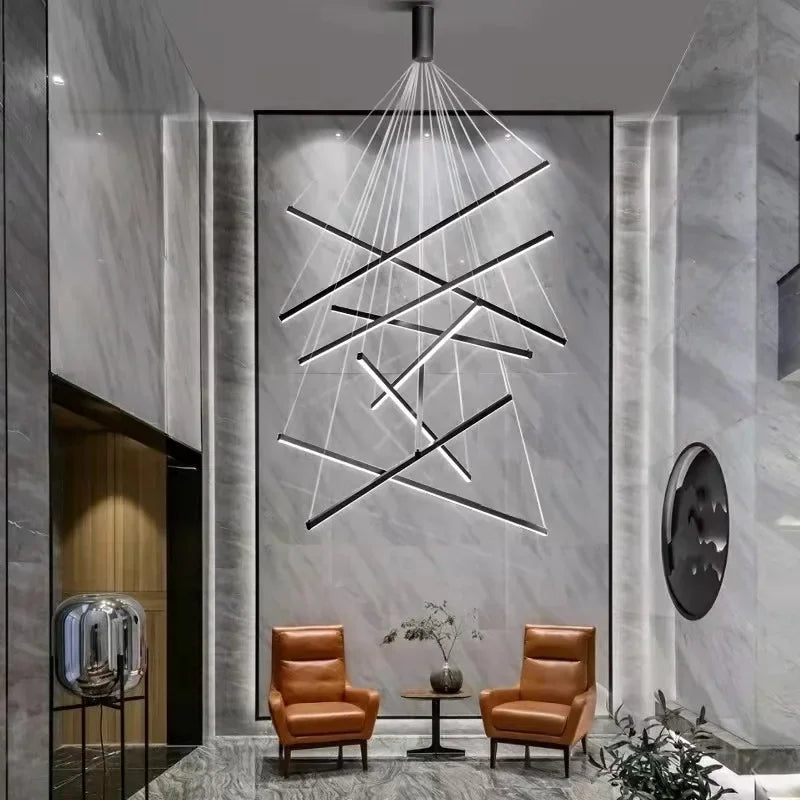 Modern LED Ceiling Chandelier Stair Living Room Pendant Lamp Kitchen Hall Hanging Light Indoor Home Decoration Lighting Fixture