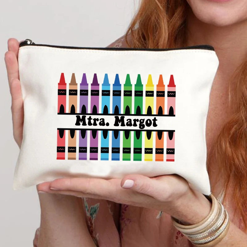 Teacher Name Custom Makeup Bag Best Graduation Gift for Teachers Pencil Case Back To School Gift for Teacher Women Purse