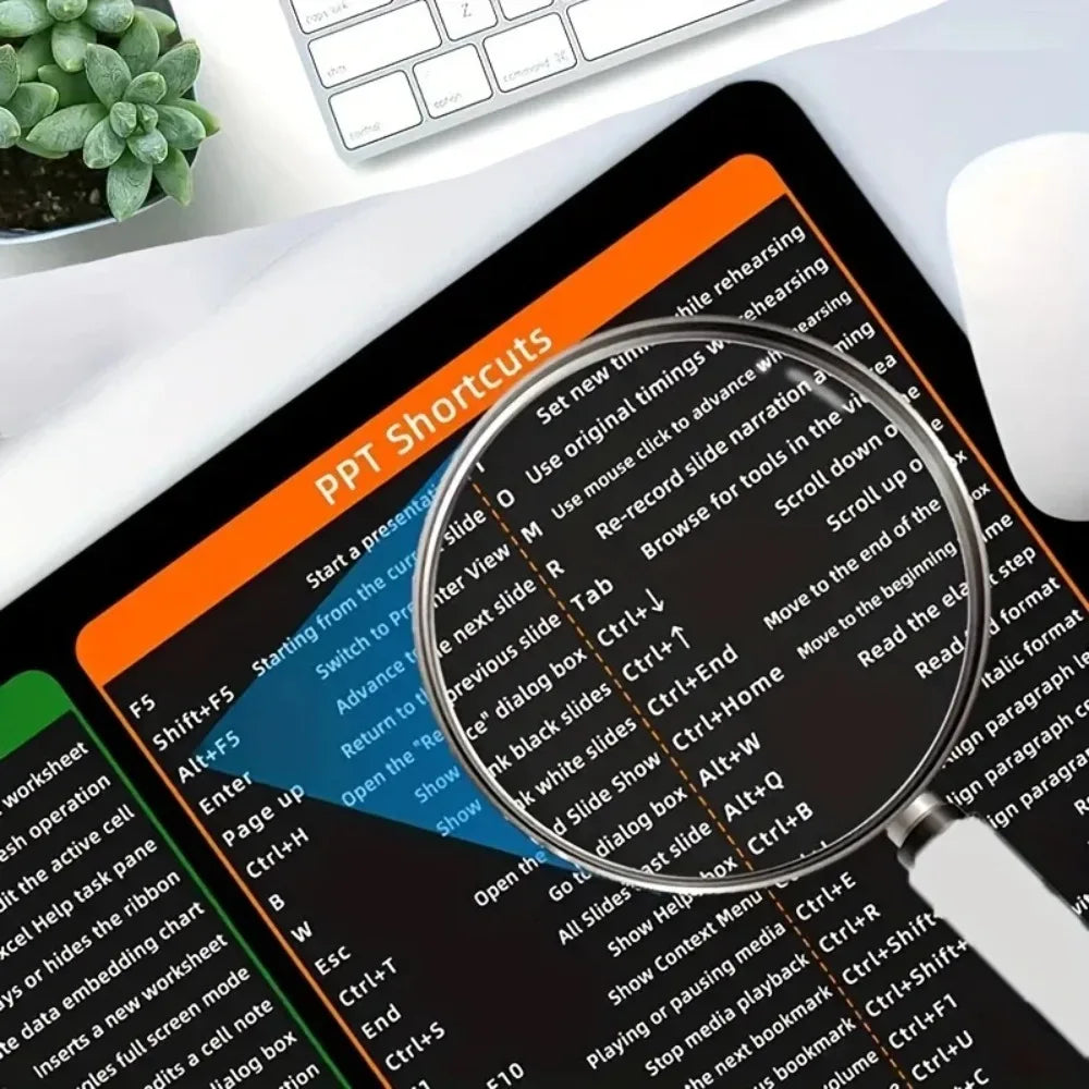 Large Desk Pad with Excel Shortcut Pattern - Simple Windows Shortcuts Mousepad for Office Software Word & PPT Mouse Pad