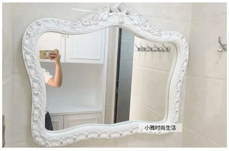 Bathroom Vanity Mirror Wall Unique European Creative Aesthetic Save Space Mirror Modern Simple Espejo Pared House Decoration