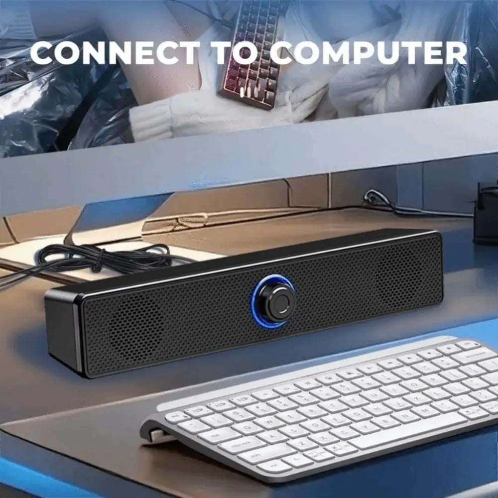 Wired PC Soundbar Stereo Strong Bass Bluetooth Speaker Wireless Compact Stereo USB Powered Soundbar Conference Room