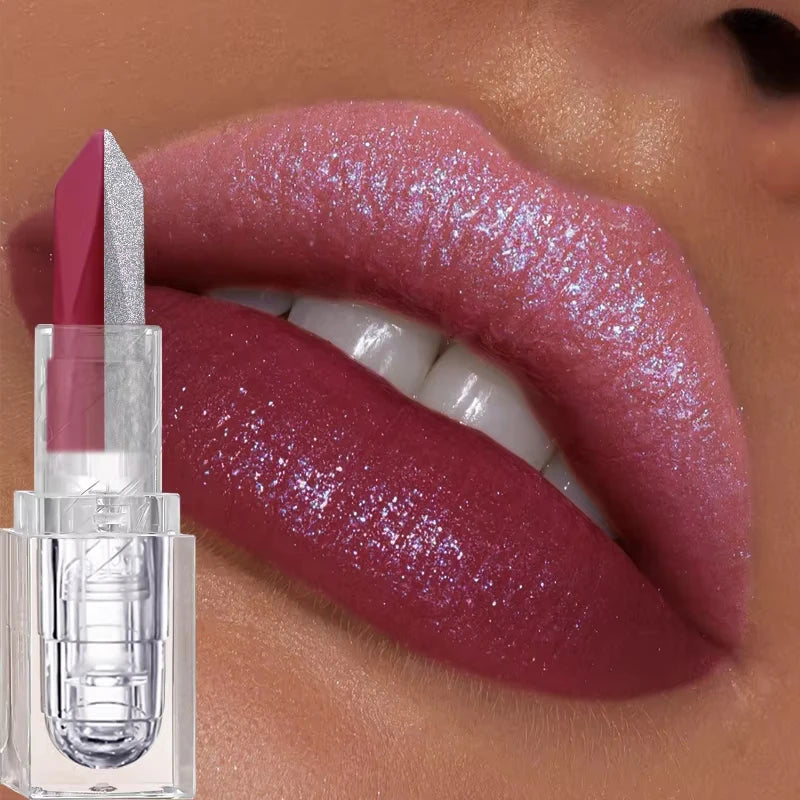 1pc Dual Head Glitter Lipstick Matte Velvet Lip Stick, 2 In 1 Shimmer Diamond Lip Gloss Waterproof Lip Makeup Cosmetic For Women