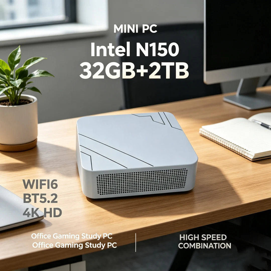 Mini PC Intel Core N150 16GB RAM 2TB SSD Mini Desktop Computer WIFI6 BT5.2 4K HD Office Gaming Study Mini PC