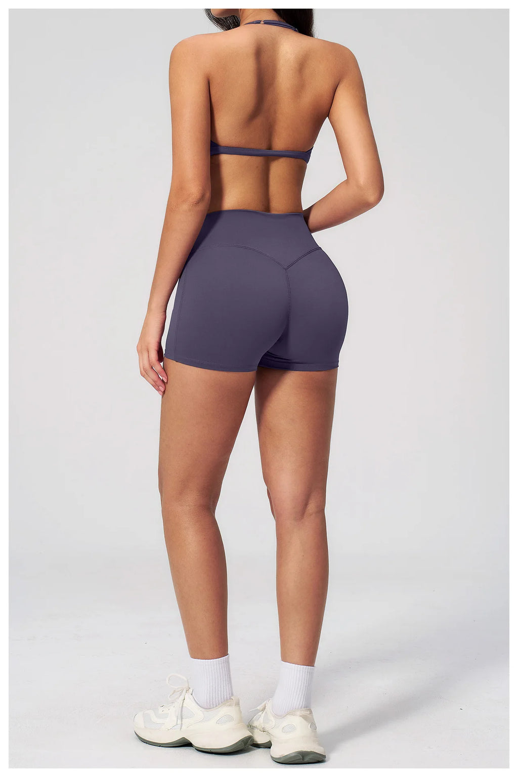 2 Pieces Yoga Set Women Tracksuit Backless Halter Tops High Waist Shorts Gym Suits Fitness Sportswear Workout Sets Athletic Wear