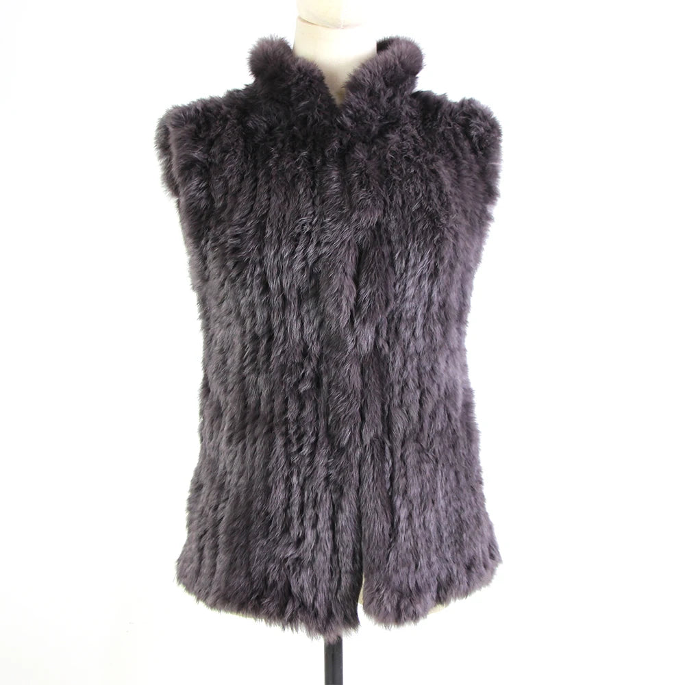17 colors woman girl real rabbit fur vest jacket spring winter warm genuine rabbit fur knit coat vest black beige