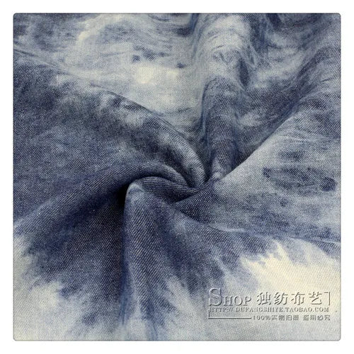 Fashion Tie-dye Black Denim Fabric By The Meter for Hats Clothing Skirts Sewing High-grade Thickend Jeans Needlework Comfortable