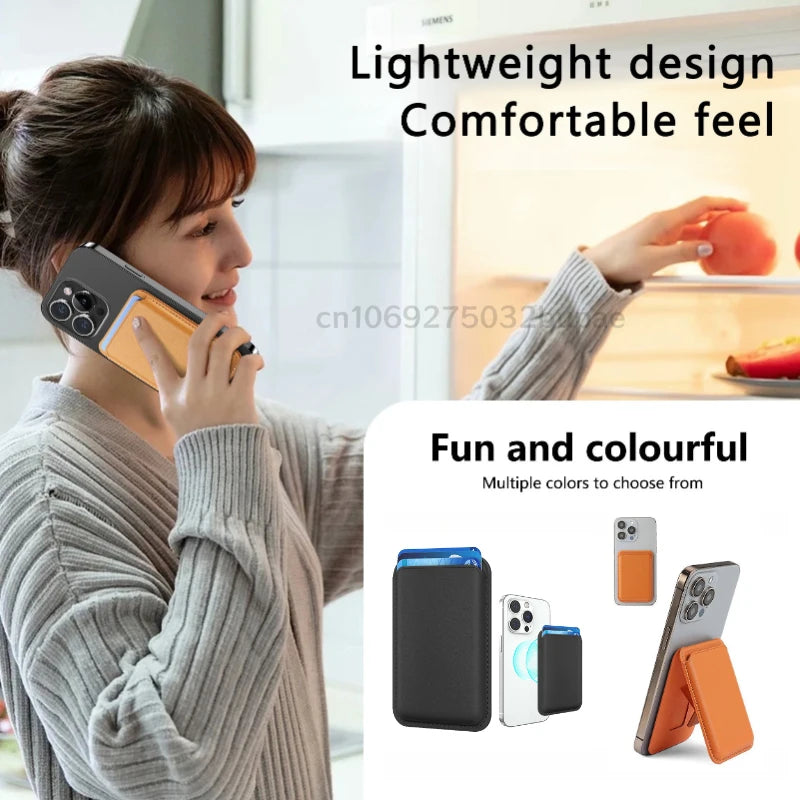 Portable Popsockets Magnetic Magsafe Wallet Phone Card Holder Magnetic Attachable Leather Pocket Compatible IPhone Credit Card