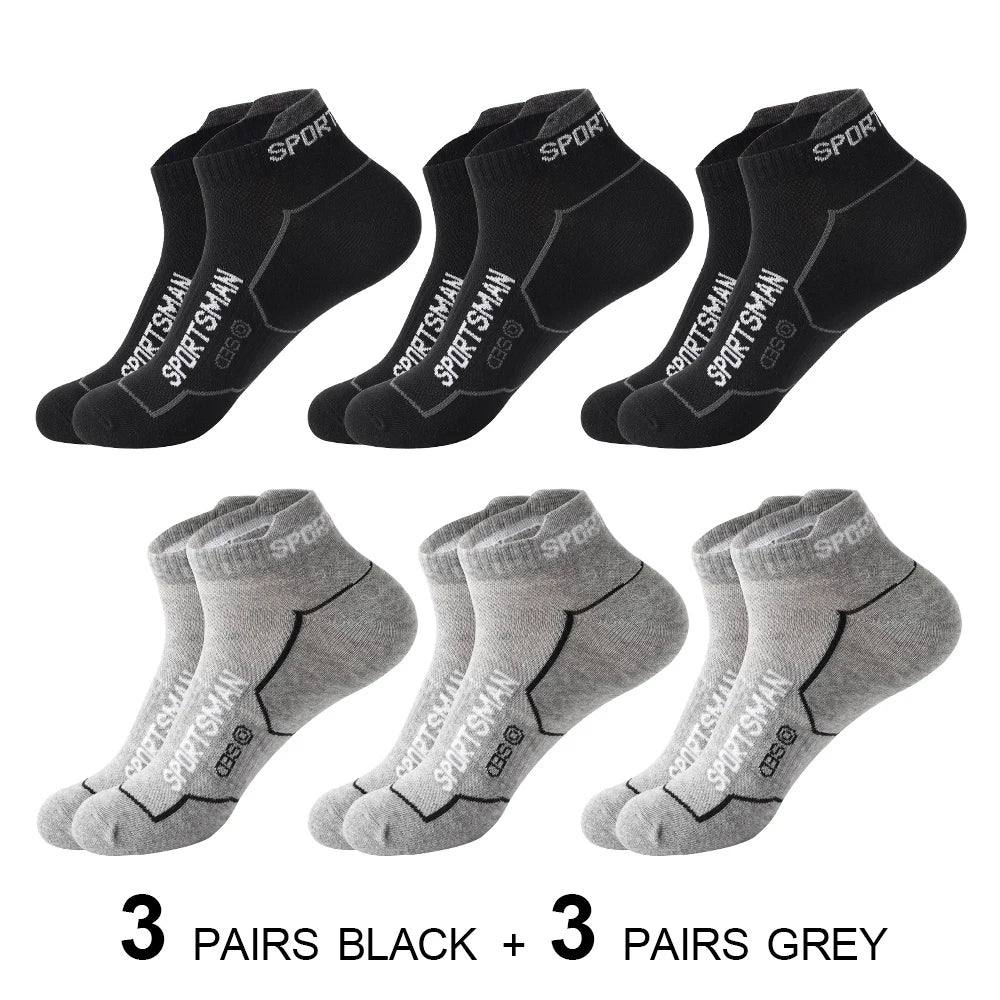 6 Pairs/Lot Spring Summer Men's Sports Running Socks Protective Ankle Socks Thin Breathable Deodorant Fitness Short Socks 38-44