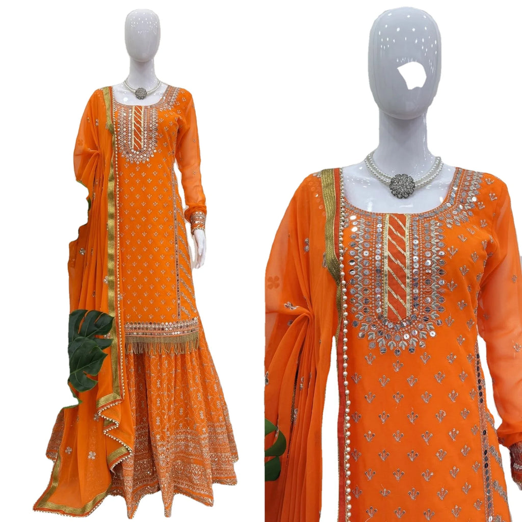 Indian Modern Style Women Fancy Suit Long Anarkali Embroidered Material Gown with Salwar Kameez Worked Dupatta Wedding Quick Dry