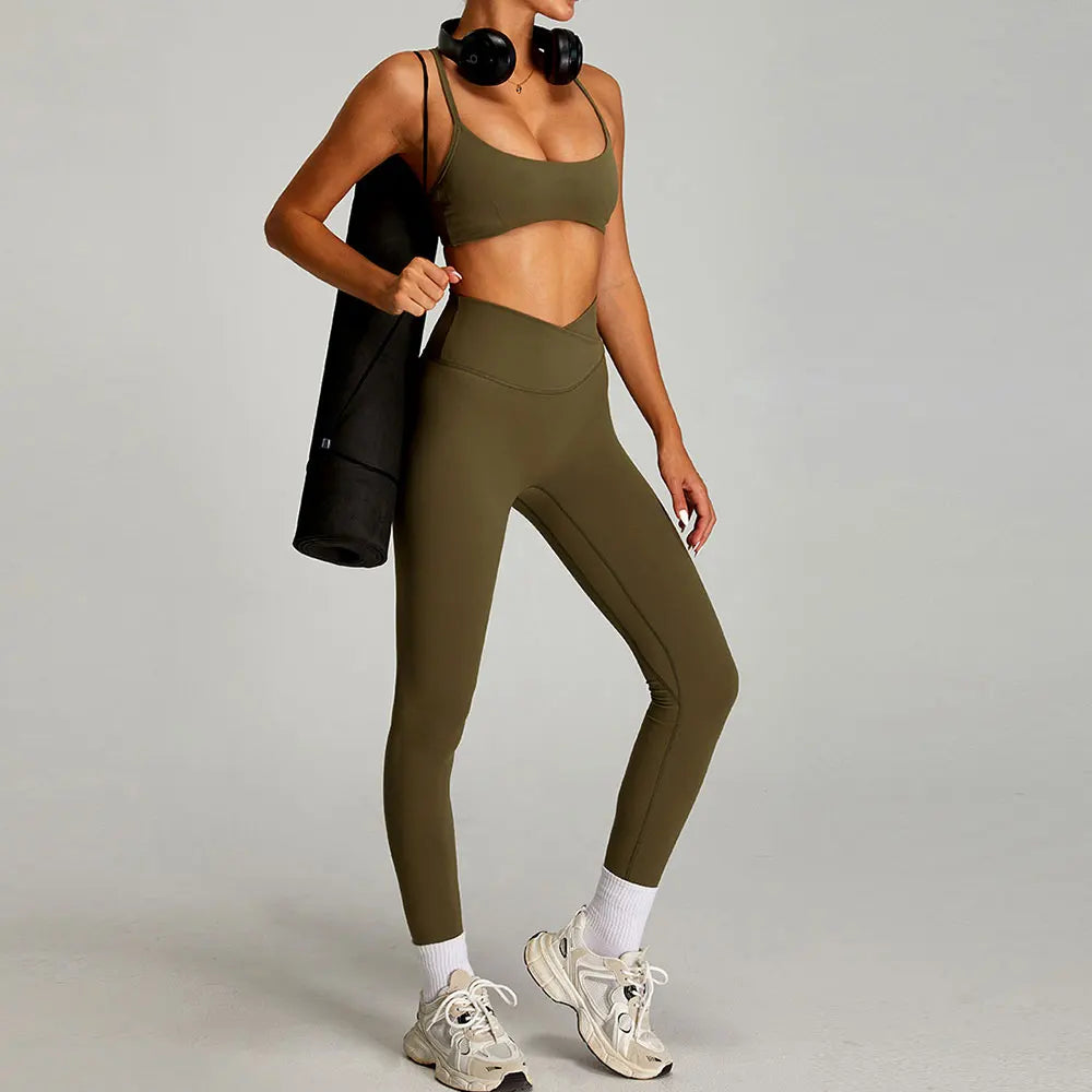 mikeyoga Women Yoga Suit 2PCS Sports Set Quick-Drying Gym Set Women Tracksuit Running Workout Short Sleeves Sports Yoga Clothing