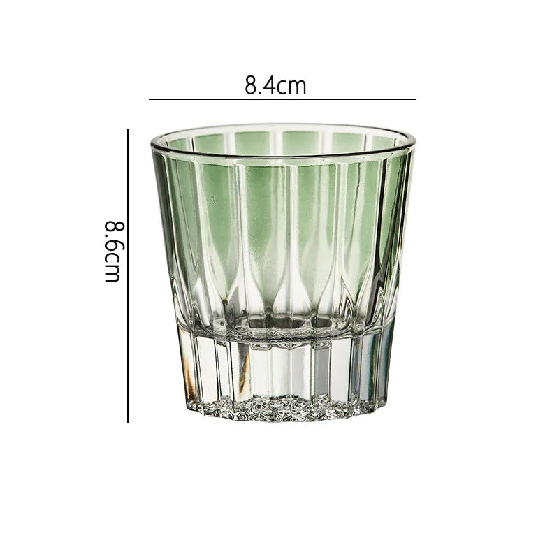 6.9oz 200ml Creative Vertical Stripes Whiskey Cocktail Glass Household Wine Glass Drinkware Ins Style Colorful Crystal Glass Cup