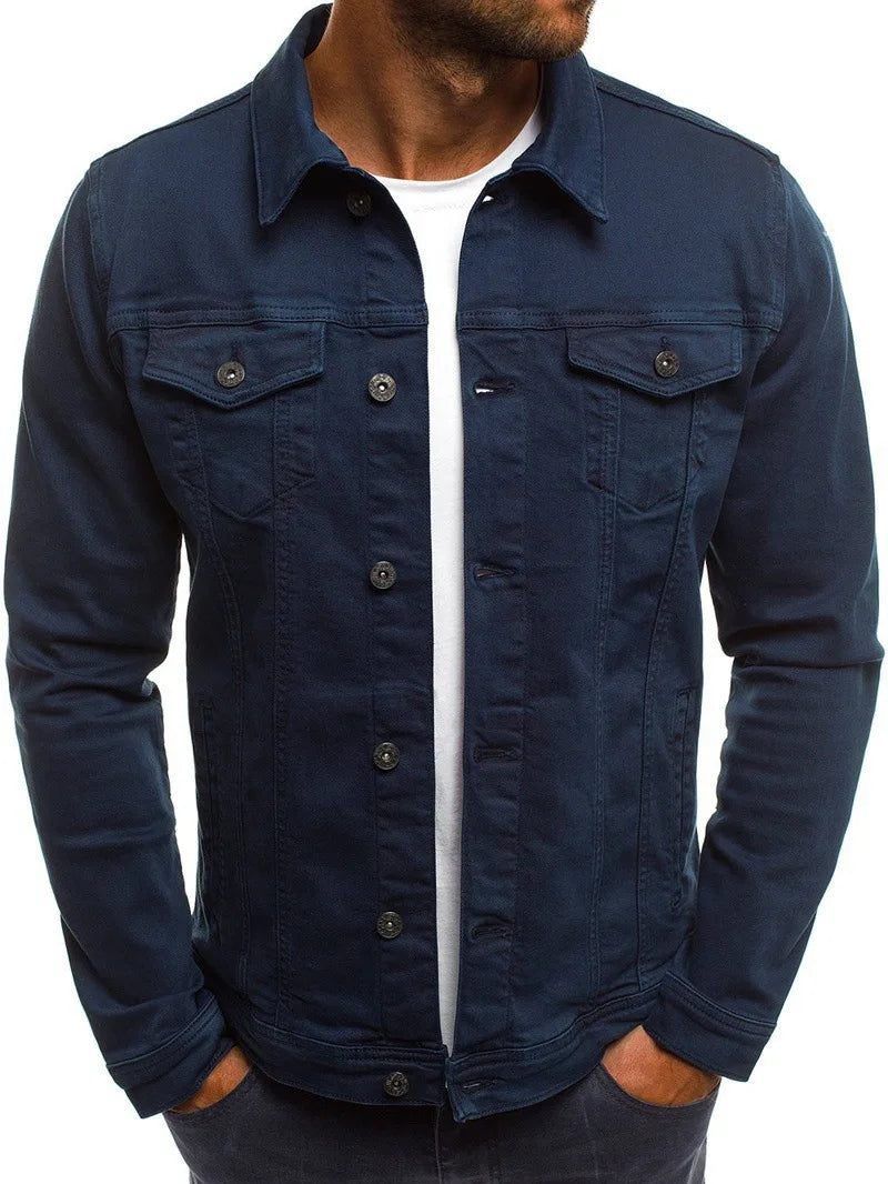 Retro Multiple pockets Men's denim Jacket 2025 Spring and Autumn Men's fashionable versatile slim fit Jacket coat