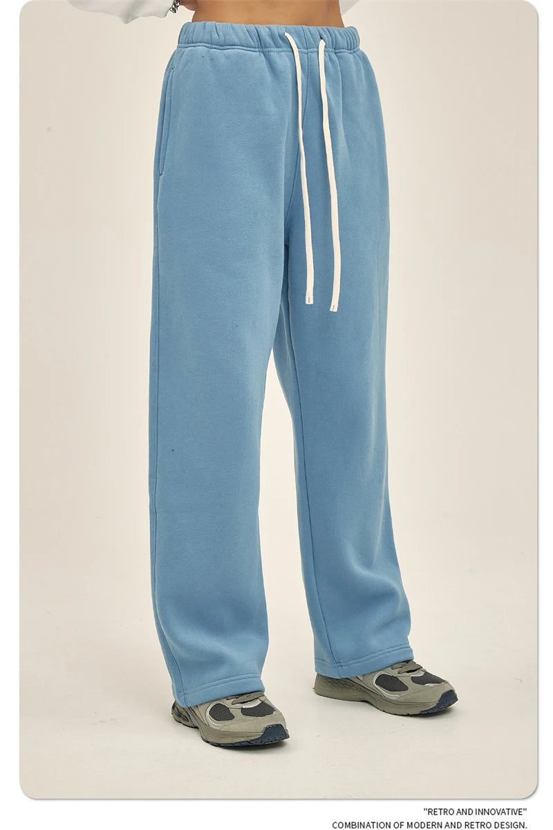 ZODF 2025 Men Casual Winter 350sm Fleece Pants Unisex Loose Soft Comfortable Sport Solid Straight Trousers HY0643
