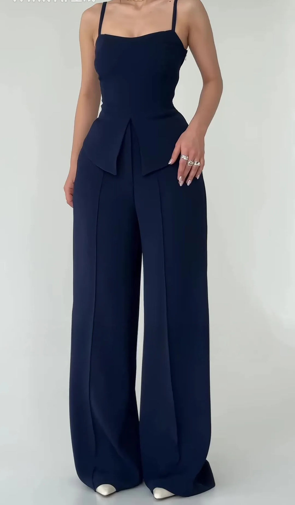 Pant Set Women 3 Piece Sets Lapel Full Sleeve Blazers Plain Sling Top Wide Leg Long Pants Splice Y2k Streetwear Work Summer 2026