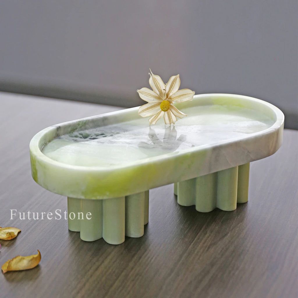 Modern Light Luxury Natural Marble Pallet Restaurant Advanced Decorative Tray Living Room Fruit Desserts Pastries Storage Pallet