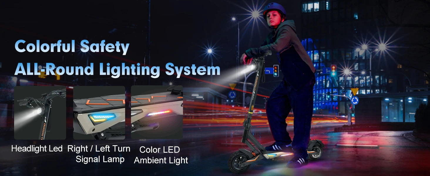 Electric Scooter 1500W Motor for Adults, 48V Battery, 40mph Max Speed, Up to 45 Miles Range, 10 Inch Tires