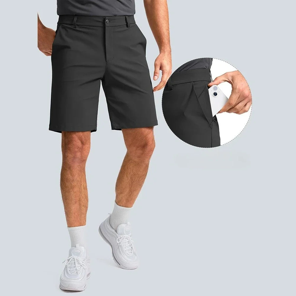 Dress Shorts Men Quick Dry Casual Bermuda Shorts Summer Ice Silk Cooling Business Zipper Fly Formal Shorts Men Work Wear Office